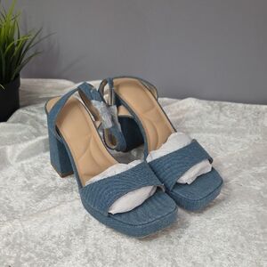 Wild Diva Denim Blue Block Heels